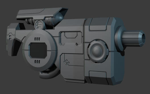 The main character's weapon modeled in 3D.